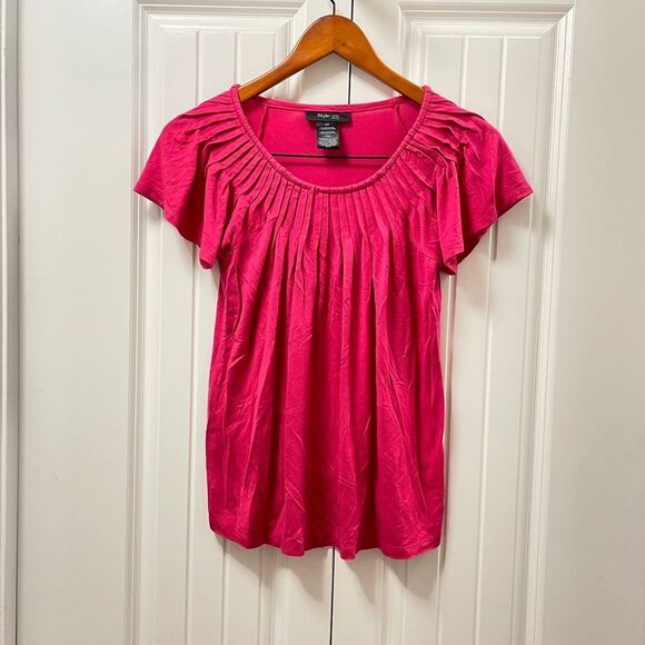 Style & Co. Pleated Flutter Sleeve Blouse Pink - S - Picture 1 of 11